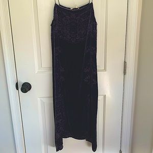 Anthropologie velvet midi dress, purple, size small petite